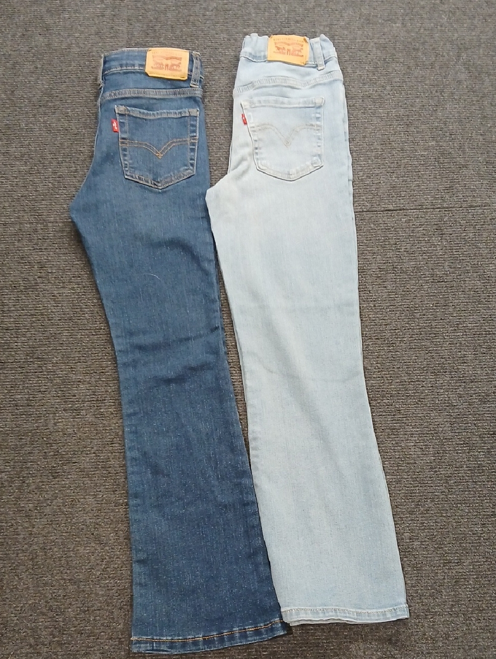 2 Pairs Girls Sz 10 Levi's Flare Jeans — Dark Blue & Light Blue